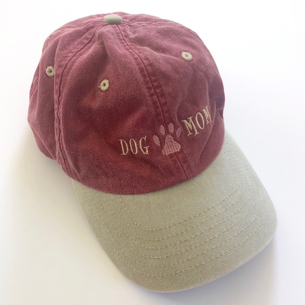 Dog Mom Maroon Red Baseball Cap Hat